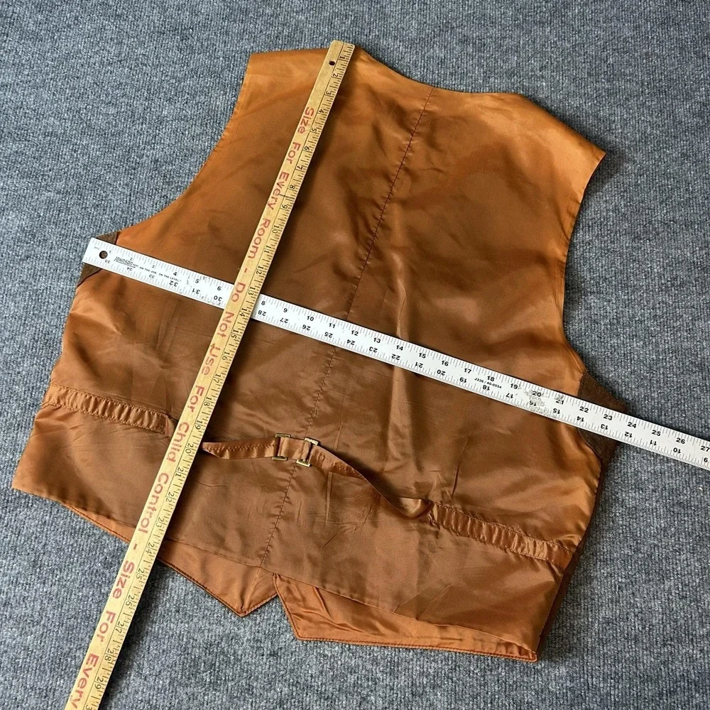 Banana Republic Suit Vest Mens Medium Brown Leather Suede Belted Lined